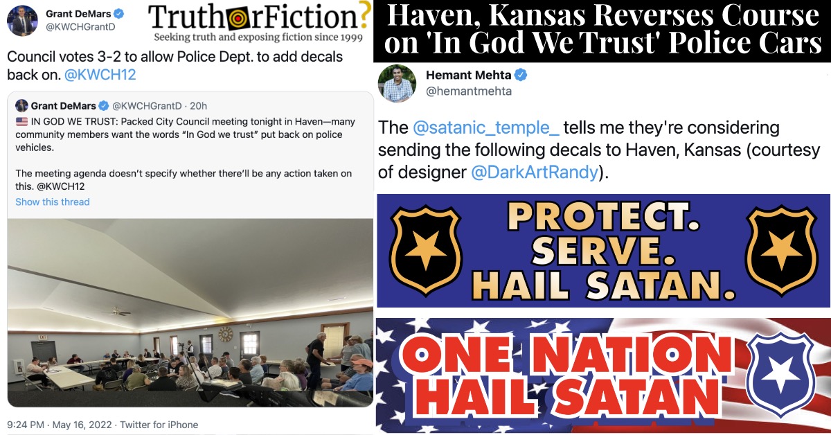 Haven, Kansas ‘In God We Trust’ Police Vehicle Controversy