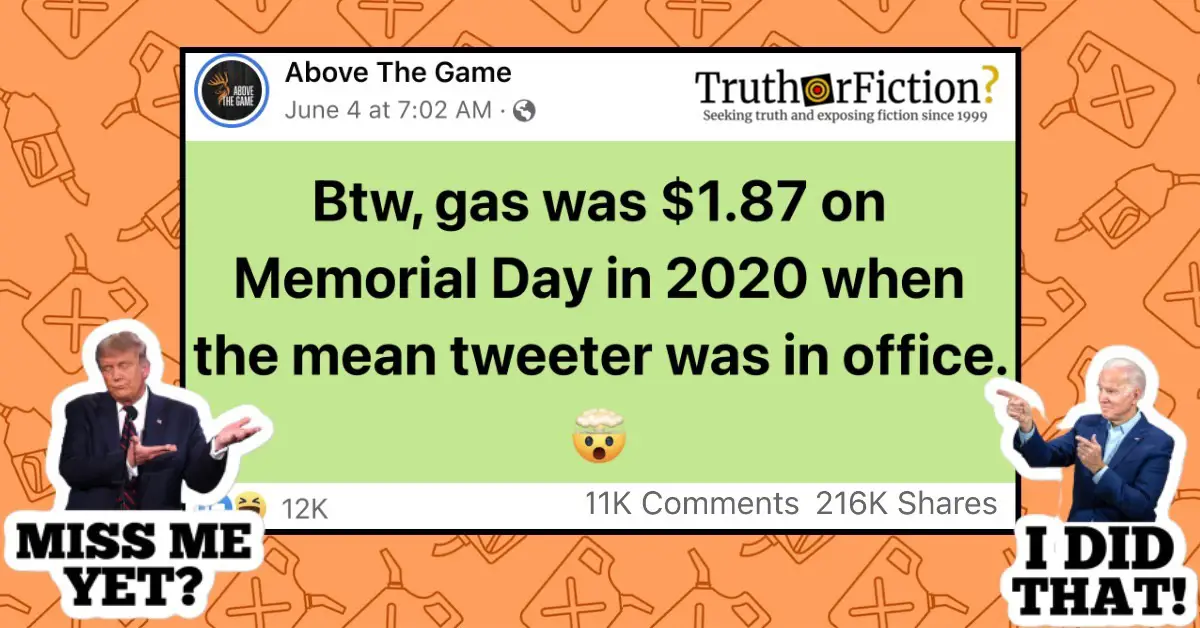 ‘BTW, Gas Was $1.87 on Memorial Day in 2020 When the Mean Tweeter Was in Office’