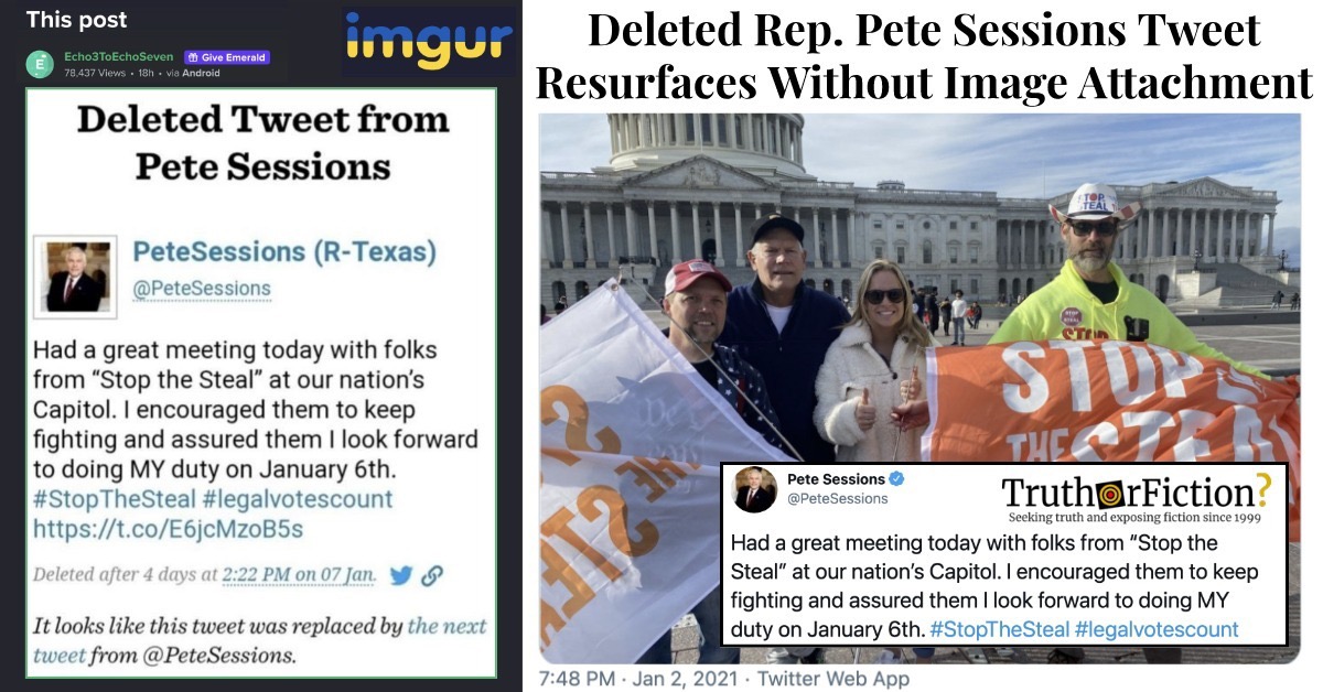 Pete Sessions’ Deleted Tweet