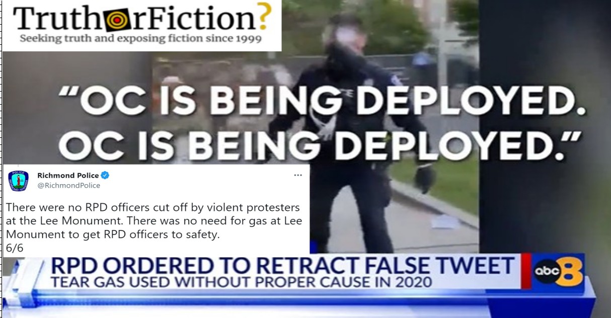 Richmond Police Retract Disinformation Blaming George Floyd Protesters for Tear-Gassing