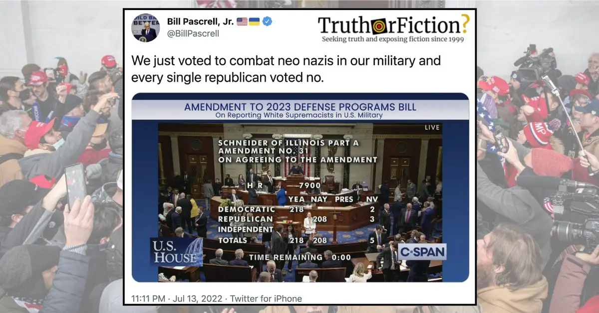 Did All House Republicans Vote Down a Measure to Monitor White Supremacists in the Military?