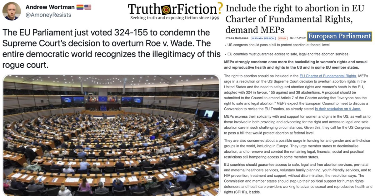 EU Parliament Roe v. Wade Resolution Vote