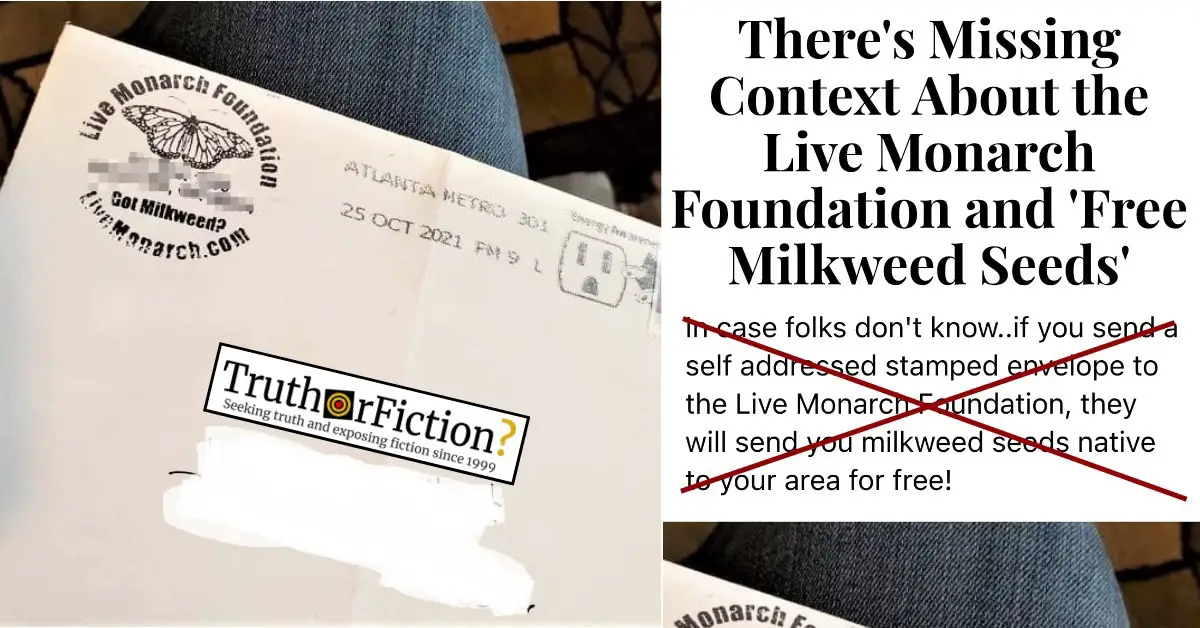 Live Monarch Foundation ‘Free Milkweed Seeds’