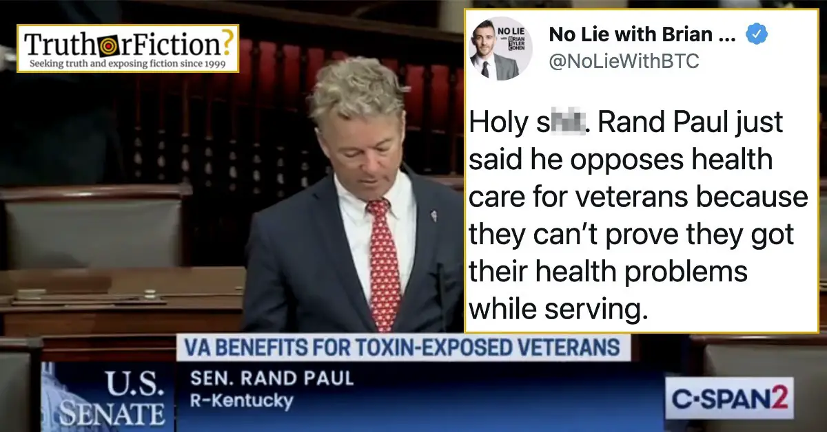 ‘Rand Paul Opposes Health Care for Veterans Because They Can’t Prove They Got Their Health Problems While Serving’