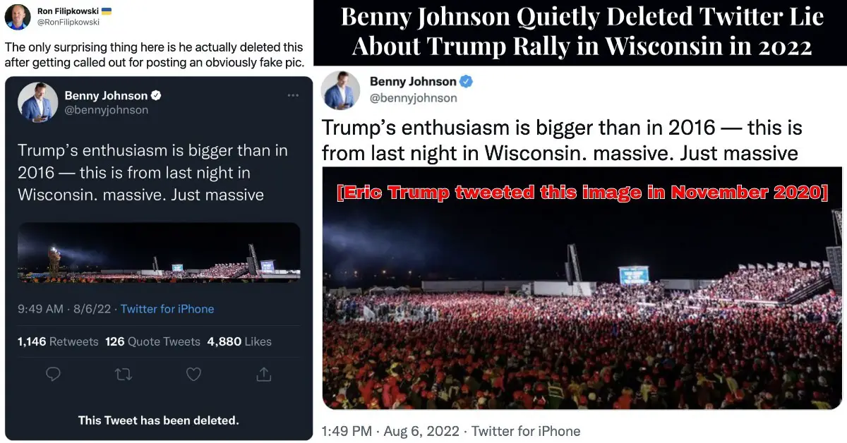 Benny Johnson’s ‘Trump’s Enthusiasm is Bigger Than in 2016’ Deleted Tweet