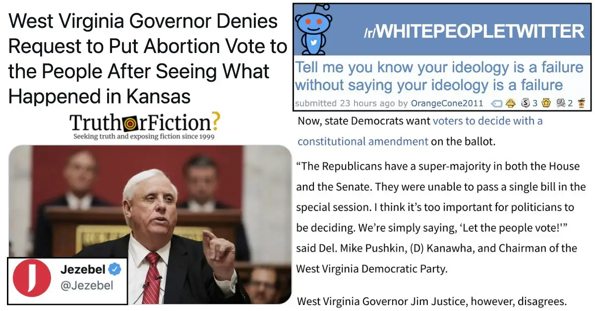 ‘West Virginia Governor Denies Request’ for Abortion Vote ‘After Seeing What Happened in Kansas’