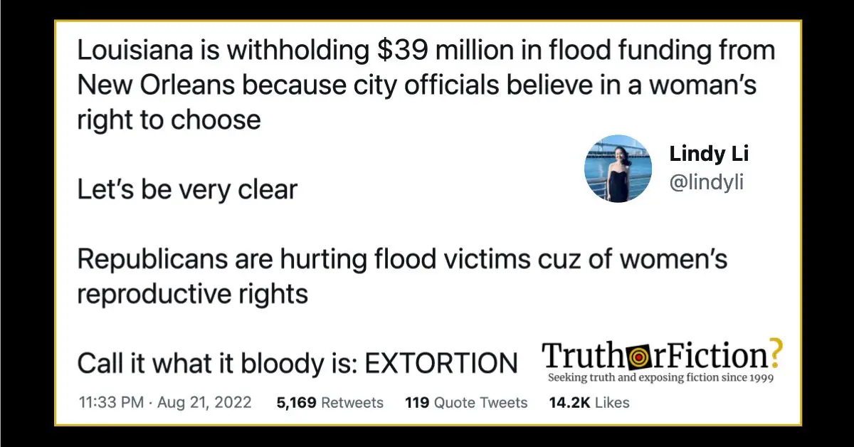 ‘Louisiana Withholding Flood Funding from New Orleans’ in Abortion Disagreement