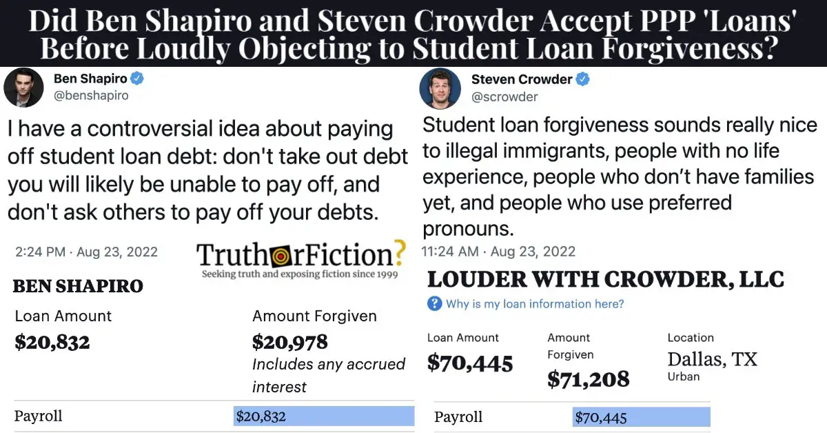 Crowder and Shapiro Student Loan Forgiveness-PPP Controversy