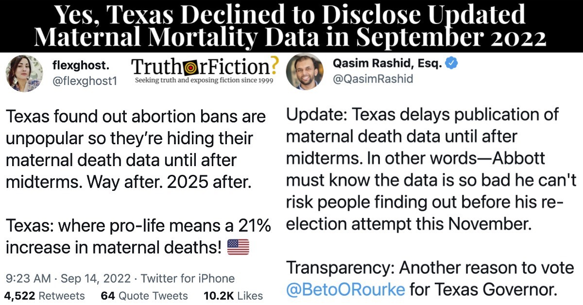 Texas Delaying Maternal Death Data Until After Midterms?