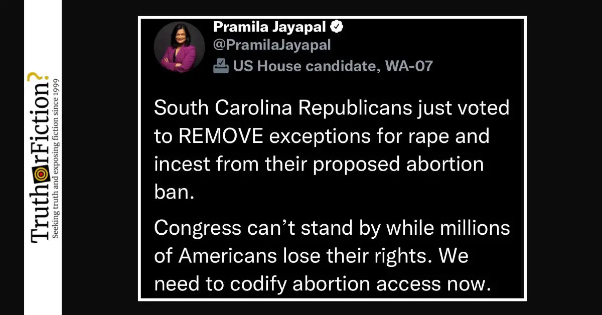South Carolina Republicans ‘Voted to Remove Exceptions for Rape and Incest from Their Proposed Abortion Ban’