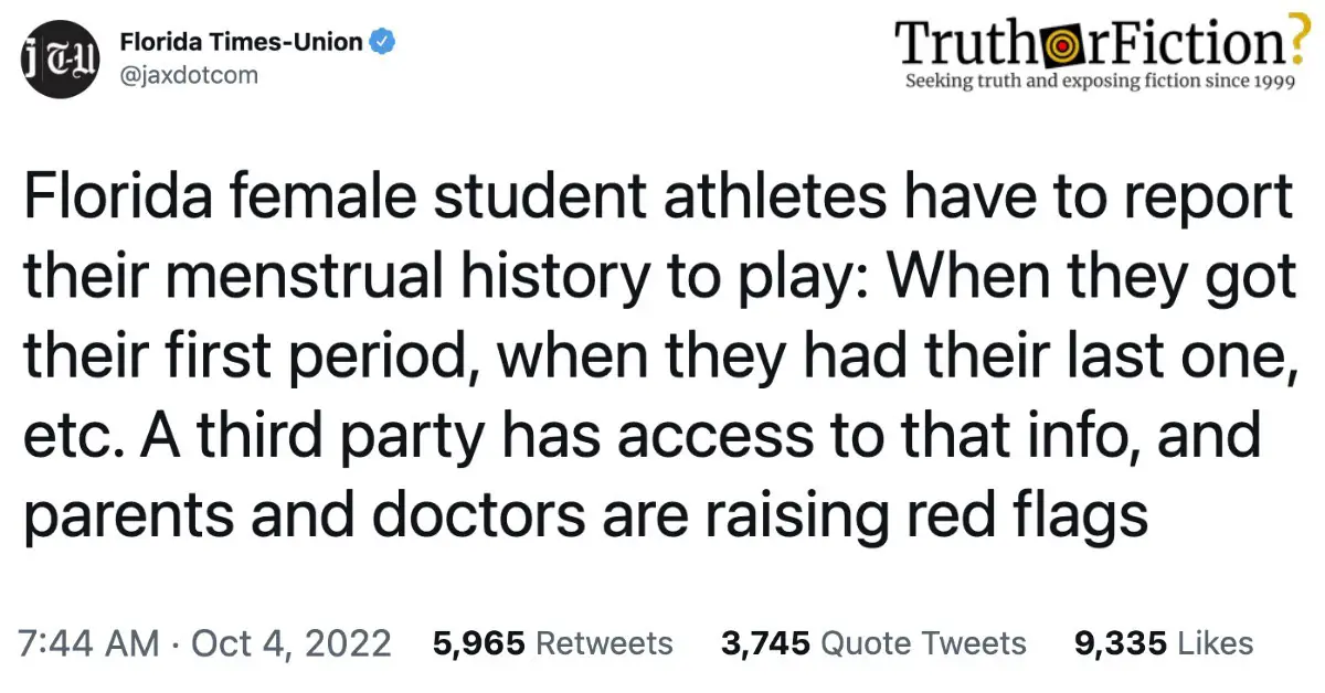 ‘Florida Female Student Athletes Have to Report Their Menstrual History to Play’
