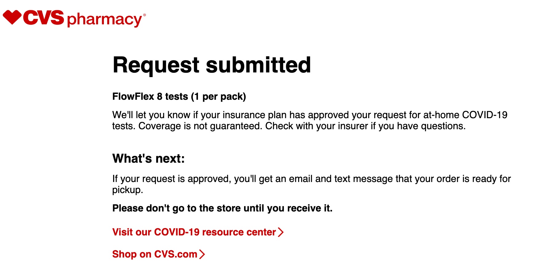 8 free covid tests month cvs