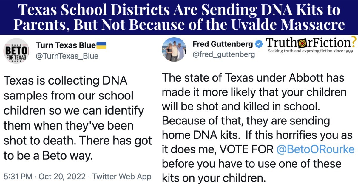 Why Texas Schools Send Parents DNA Kits for ‘Emergencies’