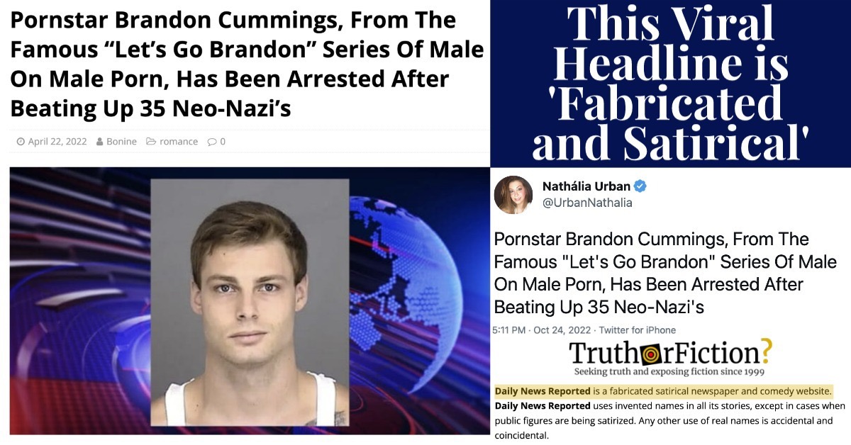 ‘Pornstar Brandon Cummings … Arrested After Beating Up 35 Neo-Nazi’s’
