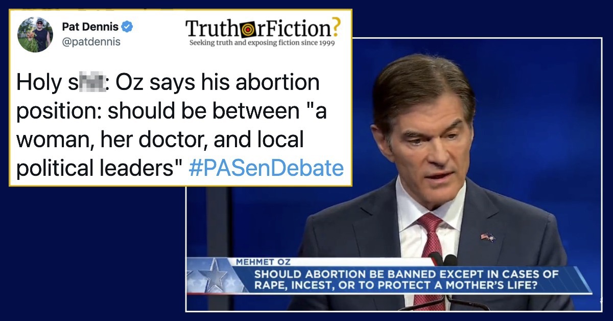 Dr. Oz on Abortion: Between a ‘Woman, Her Doctor, and Local Political Leaders’