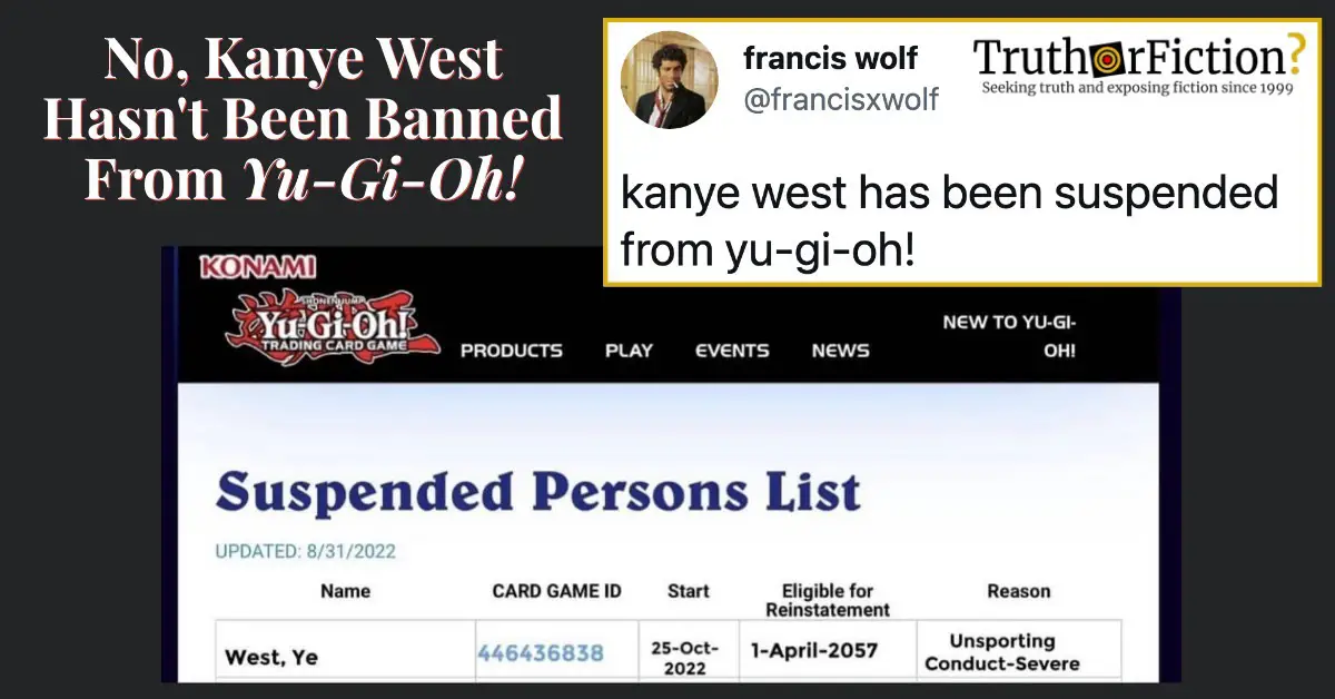 ‘Kanye West Banned from Yu-Gi-Oh’ Tweet
