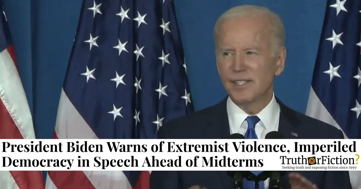 U.S. President Joe Biden’s Speech on Threats to Democracy