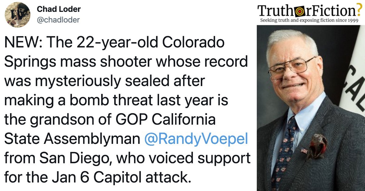 Is the Suspected Colorado Shooter the Grandson of a ‘GOP California State Assemblyman’?