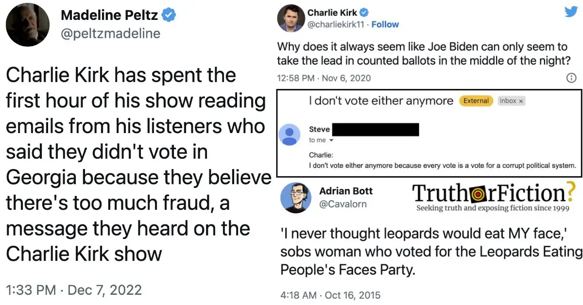 Charlie Kirk Reads Messages From Georgians Bragging About Not Voting?