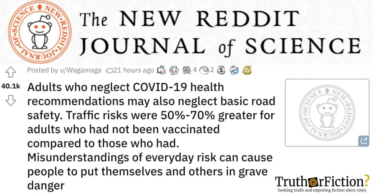 Study Contrasts COVID-19 Vaccine Hesitancy, Traffic Crash Risk