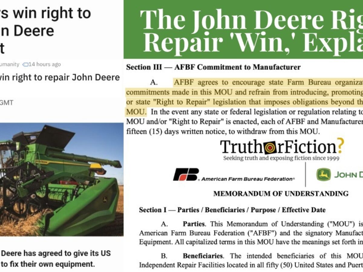John Deere and 'Right to Repair,' Explained – Truth or Fiction?