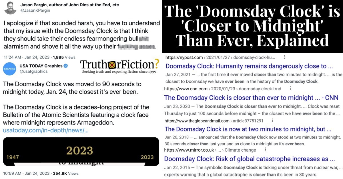 ‘The Doomsday Clock Was Moved to 90 Seconds to Midnight … The Closest It’s Ever Been’