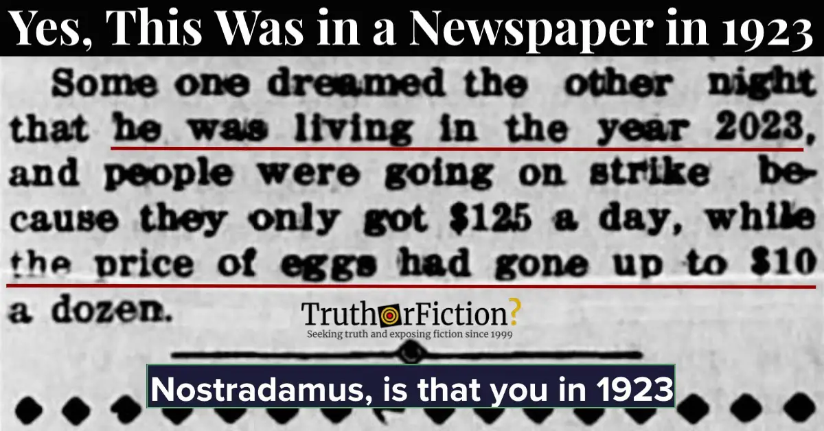 ‘Some One Dreamed the Other Night That He Was Living in the Year 2023 … Eggs Had Gone Up to $10 a Dozen’