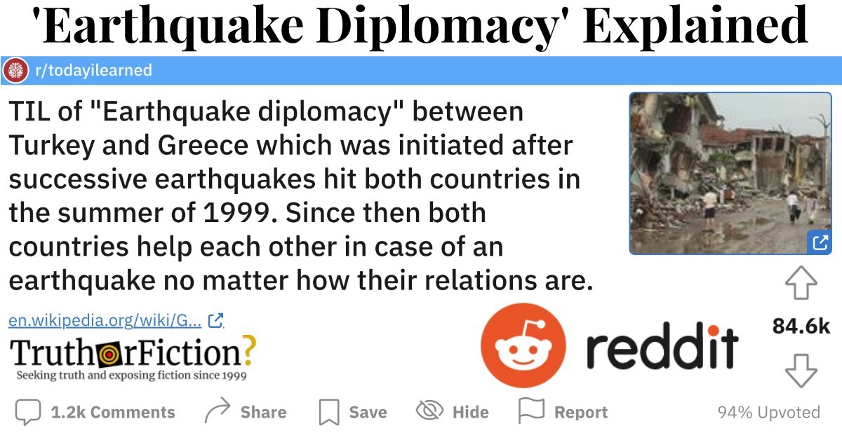Greece, Turkey, and ‘Earthquake Diplomacy’
