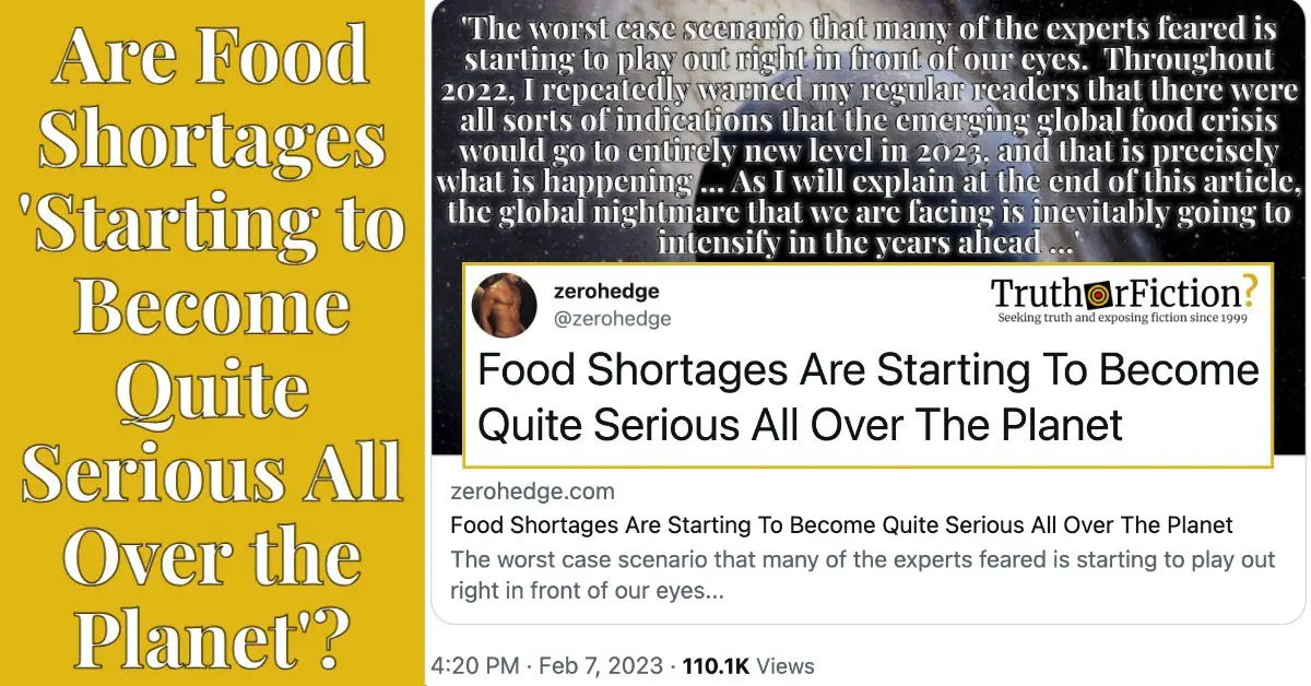 ‘Food Shortages Are Starting to Become Quite Serious All Over the Planet’