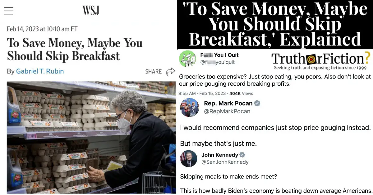 ‘To Save Money, Maybe You Should Skip Breakfast’ WSJ Headline
