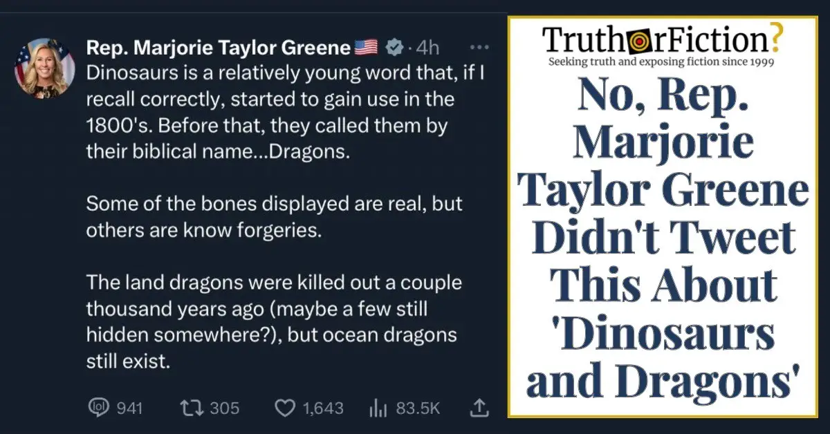 Marjorie Taylor Greene ‘Dragons and Dinosaurs’ Tweet