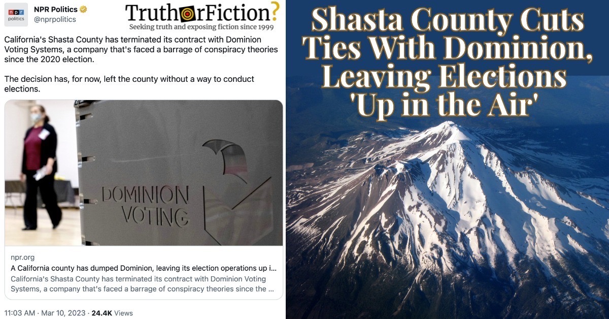 California’s Shasta County Drops Dominion Voting Machines Due to Unfounded Conspiracy Theories