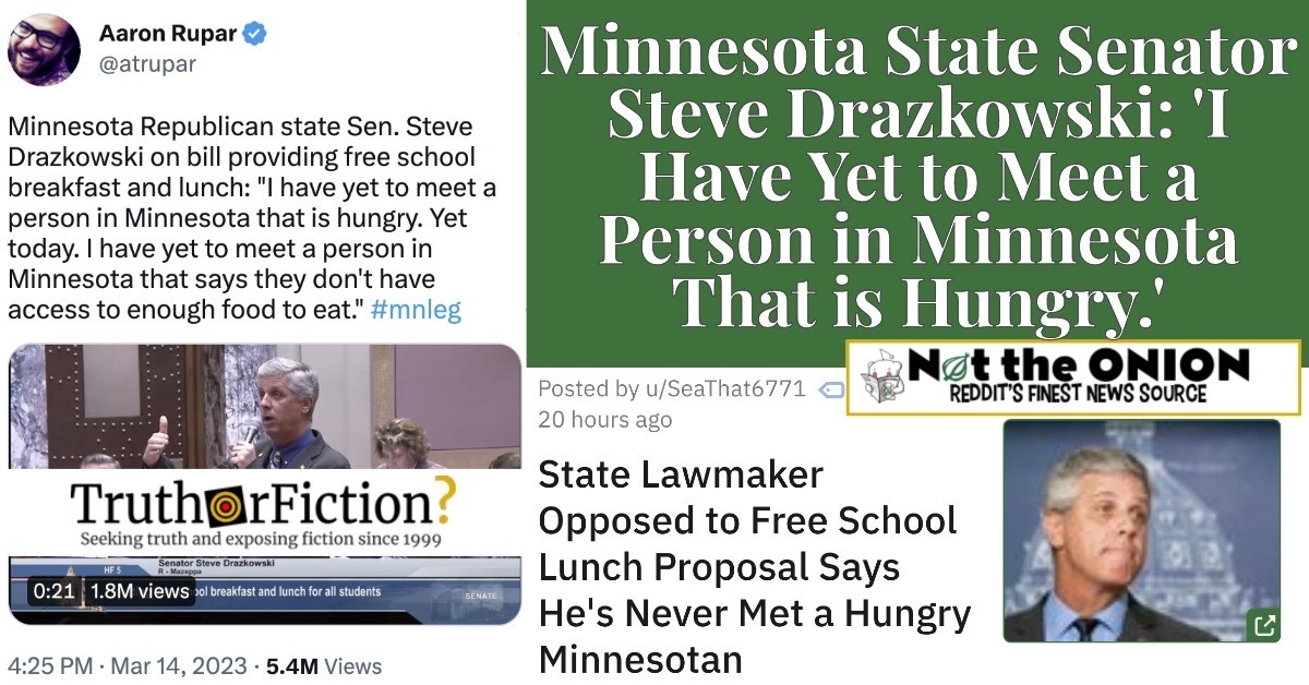 Sen. Steve Drazkowski: ‘I Have Yet to Meet a Person in Minnesota That is Hungry’