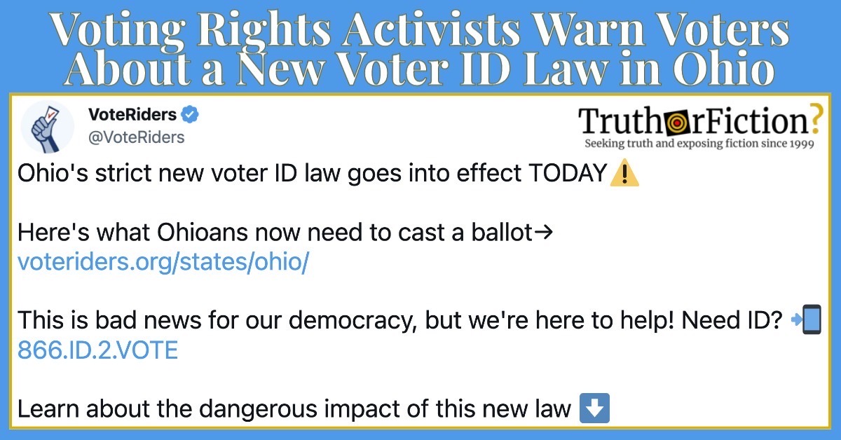 ‘Ohio’s Strict New Voter ID Law’ Tweet