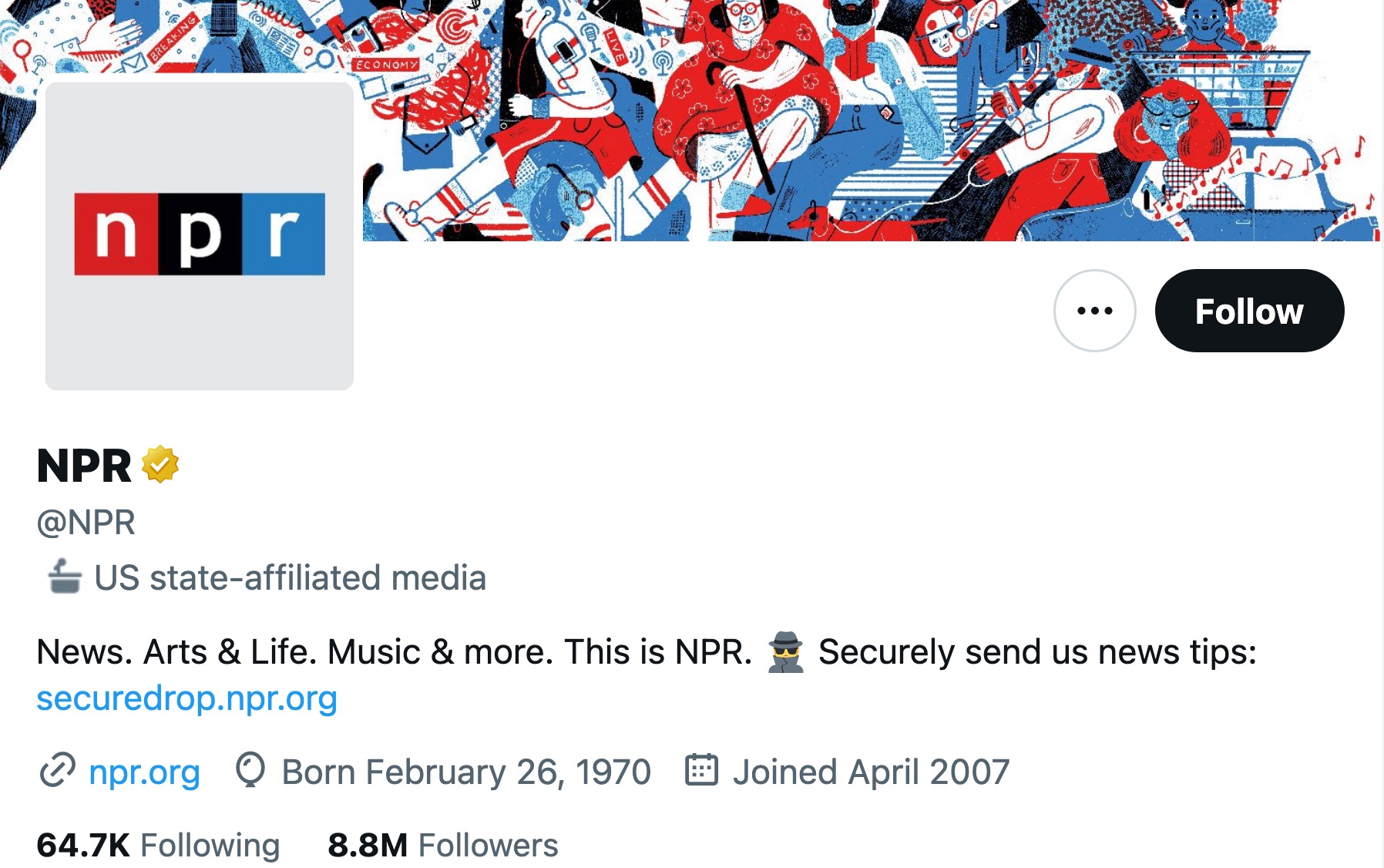 NPR state affiliated media twitter bio