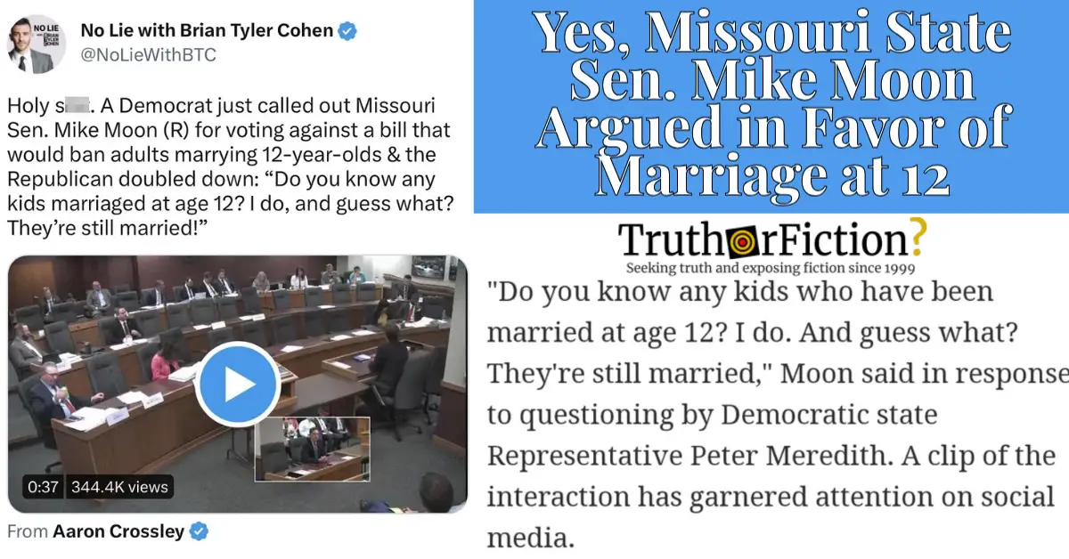 Missouri State Senator on ’12-Year-Old Marriage’