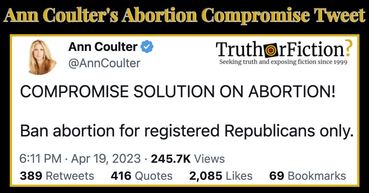 Ann Coulter’s ‘Compromise on Abortion’ Tweet