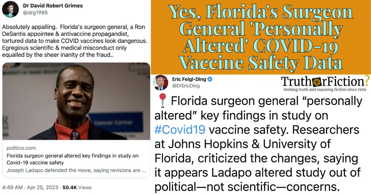 Florida Surgeon General Altered COVID-19 Data