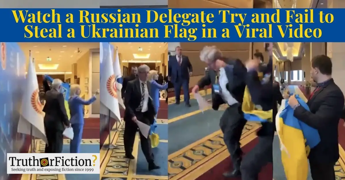 Russian Official ‘Attempts to Steal’ Ukraine Flag
