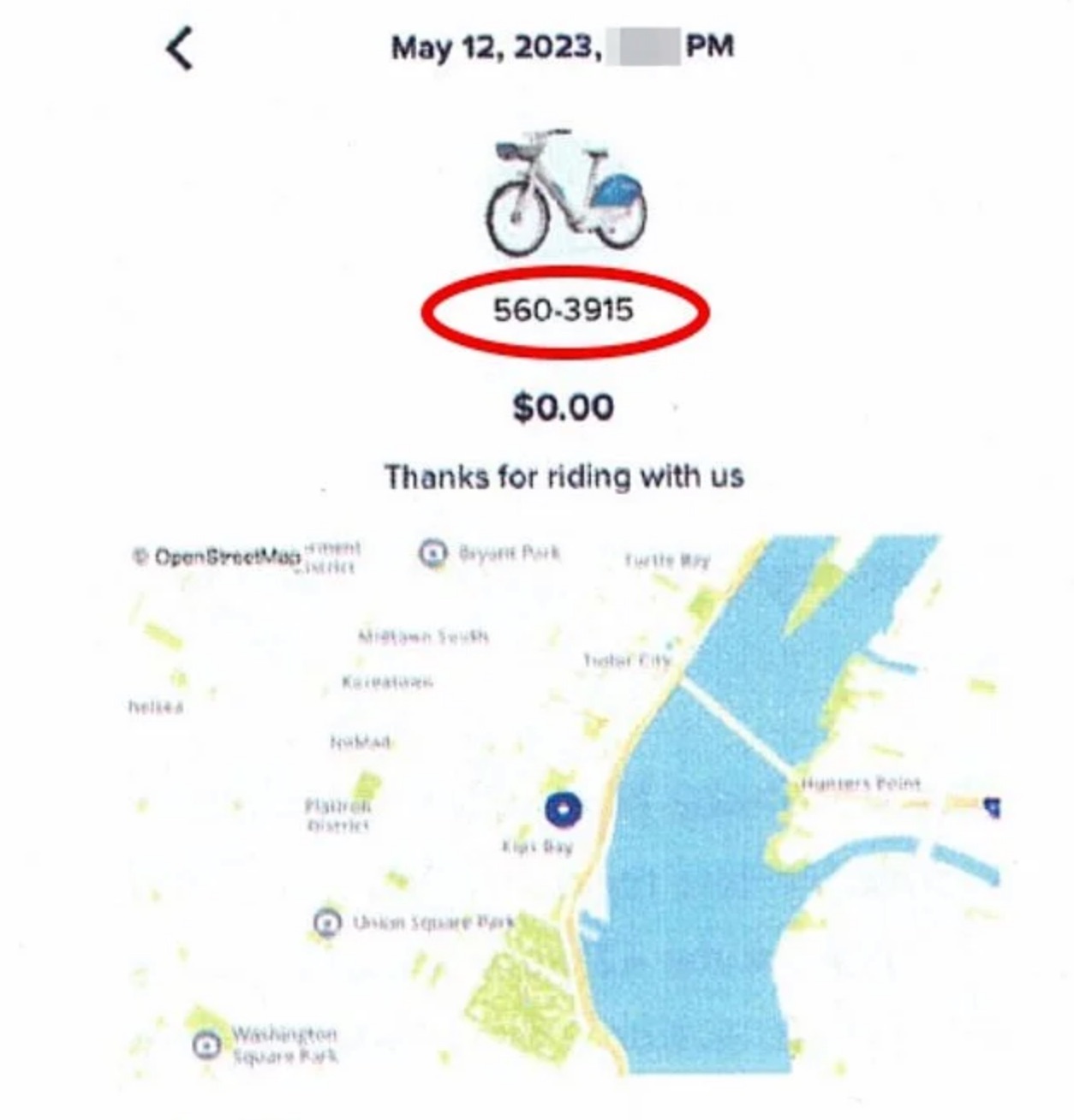 citi bike karen receipt