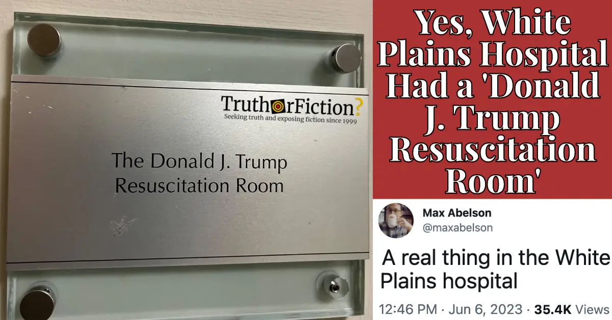 The ‘Donald J. Trump Resuscitation Room’ at the White Plains Hospital