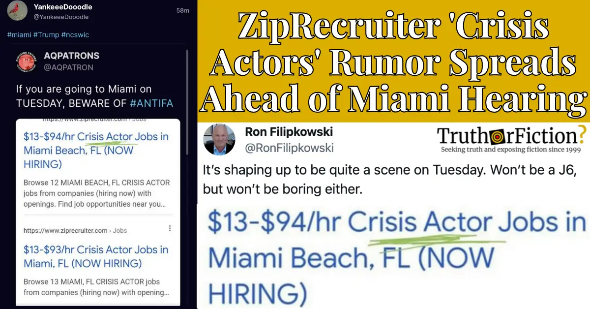 ZipRecruiter ‘Crisis Actors Needed in Miami’
