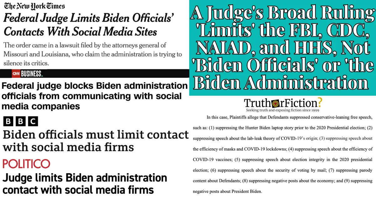 Federal Judge’s Ruling ‘Limits’ Biden Administration’s Contact with Social Media