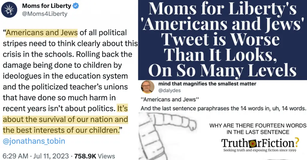 Moms for Liberty’s ‘Americans and Jews’ Tweet – Truth or Fiction?