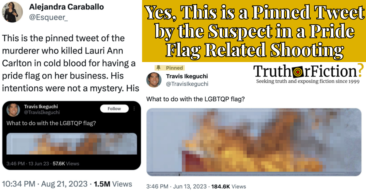 ‘This is the Pinned Tweet of the Murderer Who Killed Lauri Ann Carlton … For Having a Pride Flag on Her Business’
